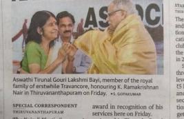 Life Time Achievement Award for TMCAA President Dr K Ramakrishnan